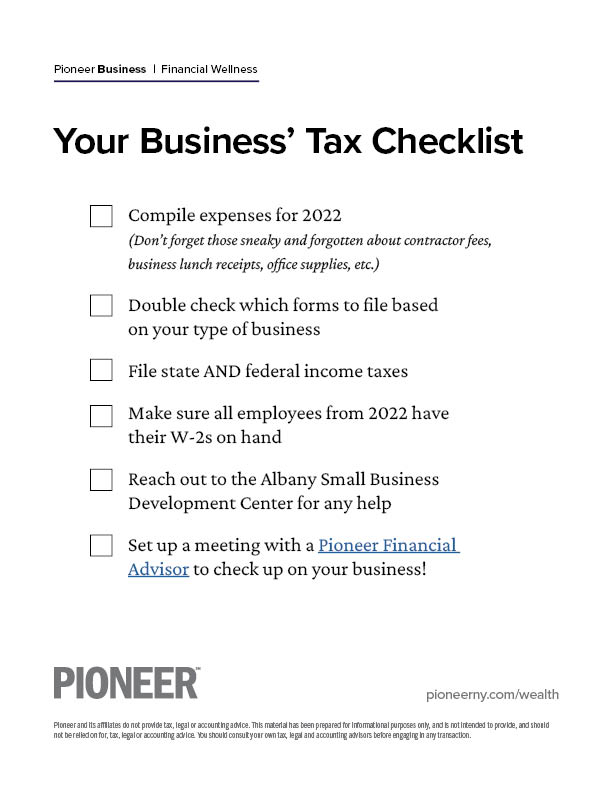 Your Business’ Tax Checklist Pioneer